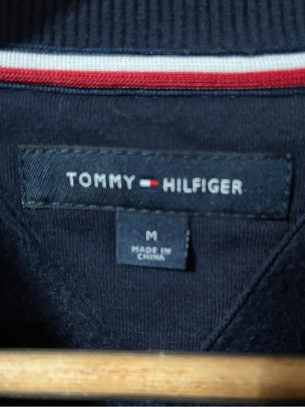 Tommy Hilfiger Fleece Crewneck Sweatshirt with Red & White Logo Panel Medium - Picture 2 of 7
